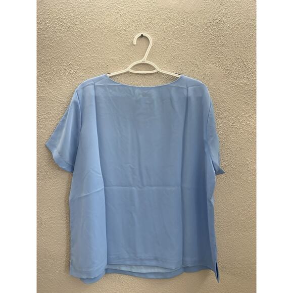 Drapers & Damons Womens Blouse Size XL Blue Short Sleeve Lined - Picture 7 of 12